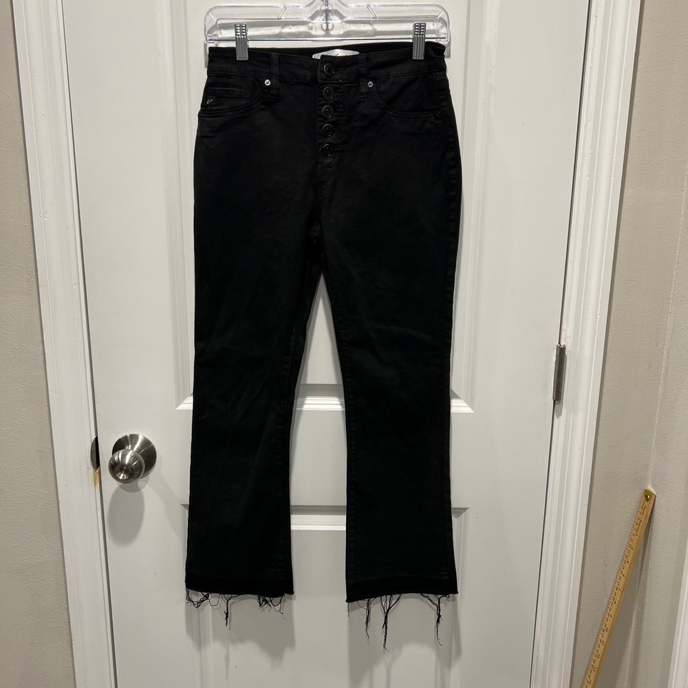 KanCan‎ Womens Jeans High Rise Button Fly Raw Hem Black 7/27